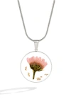 Mint & Lily Pressed Birth Flower Necklace In Metallic