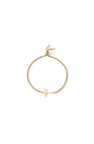 Mint & Lily Sideways Cross Slider Bracelet In Gold