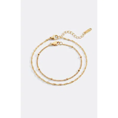 Mint & Lily Singapore Twist And Satellite Chain Bracelet Bundle In Gold