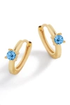 Mint & Lily Single Stone Birthstone Huggie Hoop Earrings