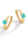 Mint & Lily Single Stone Birthstone Huggie Hoop Earrings
