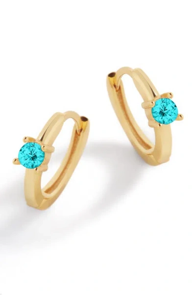 Mint & Lily Single Stone Birthstone Huggie Hoop Earrings