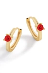 Mint & Lily Single Stone Birthstone Huggie Hoop Earrings
