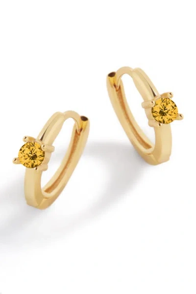 Mint & Lily Single Stone Birthstone Huggie Hoop Earrings
