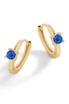 Mint & Lily Single Stone Birthstone Huggie Hoop Earrings