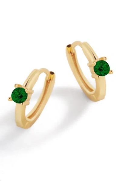 Mint & Lily Single Stone Birthstone Huggie Hoop Earrings