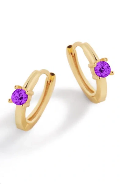 Mint & Lily Single Stone Birthstone Huggie Hoop Earrings