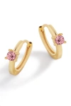 Mint & Lily Single Stone Birthstone Huggie Hoop Earrings