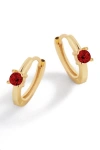 Mint & Lily Single Stone Birthstone Huggie Hoop Earrings