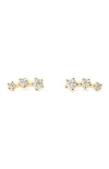Mint & Lily Sparkling Mini Climber Studs In Gold