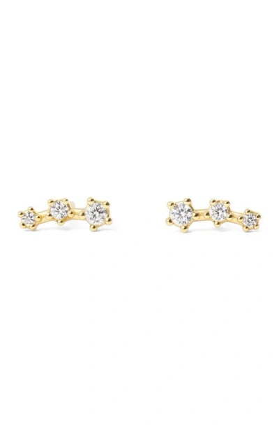 Mint & Lily Sparkling Mini Climber Studs In Gold
