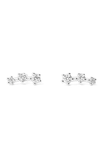 Mint & Lily Sparkling Mini Climber Studs In Silver
