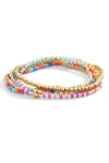 Mint & Lily Summer Beaded Stacking Set Bracelet In Gold
