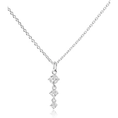 Mint & Lily Three Stone Drop Pendant Necklace In Silver