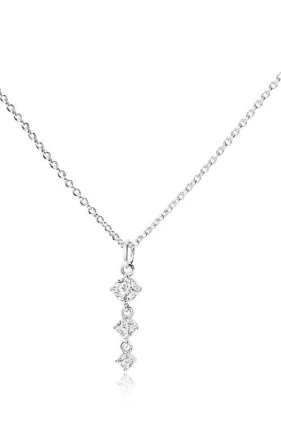 Mint & Lily Three Stone Drop Pendant Necklace In Silver