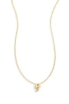 Mint & Lily Tiny Script Initial Necklace In Yellow