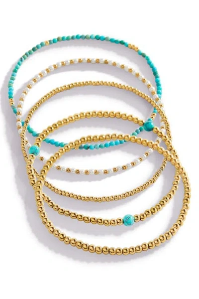 Mint & Lily Turquoise Beaded Stacking Set Bracelet In Gold