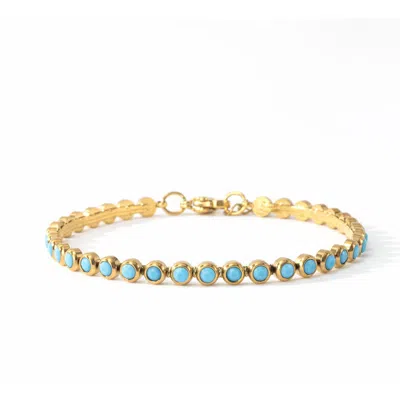 Mint & Lily Turquoise Bezel Set Tennis Bracelet In Gold