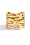 Mint & Lily Wire Wrap Statement Ring In Gold