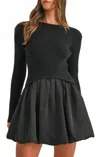 Mint Bubble Mini Dress In Black In Black