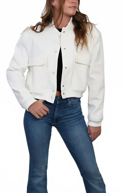 Mint Carter Crop Bomber Jacket In  In White