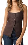Mint Deja Linen Vest In Coffee Bean In Multi
