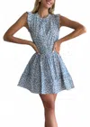 Mint Dreamy Daisy Flutter Sleeve Mini Dress In Blue And White Floral Print In Blue