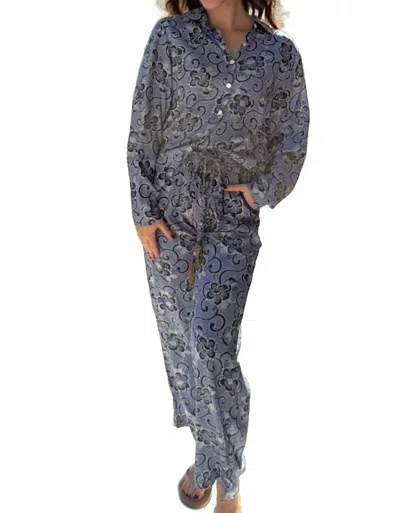 Mint Exclusives Batik Long Sleeve Shirt In Indigo In Multi