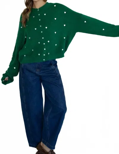 Mint Exclusives Piper Heart Cardigan In Kelly Green