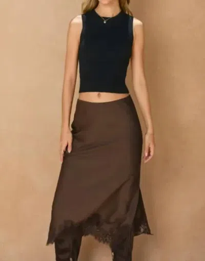 Mint Exclusives Rose Dawn Slip Skirt In Dark Chocolate In Brown