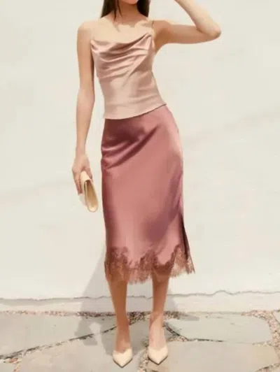 Mint Exclusives Rose Dawn Slip Skirt In Pink In Burgundy