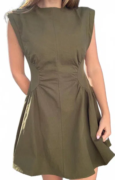 Mint Exclusives Stella A-line Mini Dress In Olive In Green