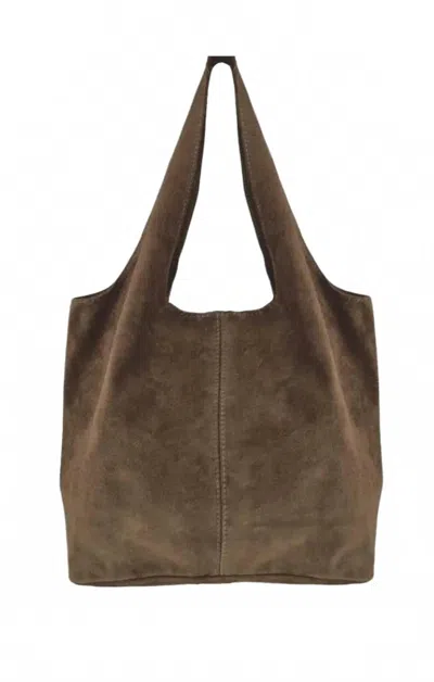 Mint Exclusives Women's Italian Leather Shoulder Tote Bag In Dark Taupe In Sand