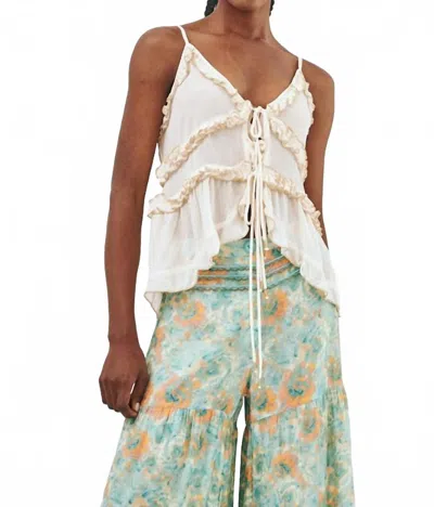 Mint Exclusives Ximenia Frill Strap Top In Ecru In White
