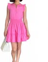 Mint Fuchsia Flutter Sleeve Mini Dress In Pink