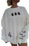 Mint Gingerbread Embroidered Sweatshirt In Seashell Ivory In Multi