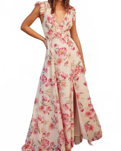 Mint Mellow Floral Maxi Dress In Multi In Pink