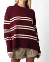 Mint Oversized Stripe Sweater In Burgundy In White