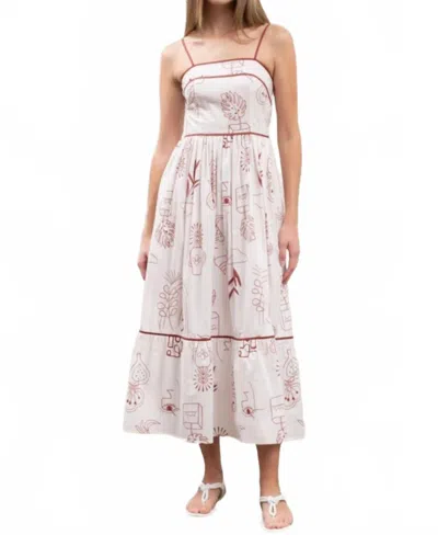Mint Palma Print Midi Dress In White
