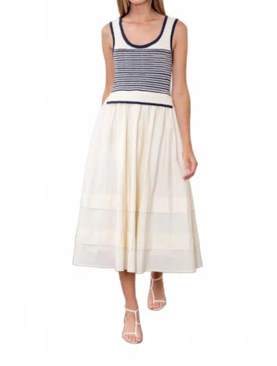 Mint Paris Stripe Midi Dress In Cream In White