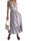 Mint Poolside Striped Back Tie Midi Dress In Multi In Multi