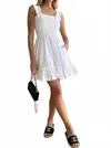 Mint Ruffle Strap Smocked Mini Dress In White In White