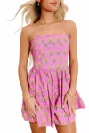 Mint Strapless Chrysanthemum Romper In Fuchsia In Pink
