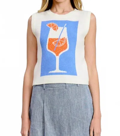 Mint Summer Spritz Sweater Vest In Cream In White