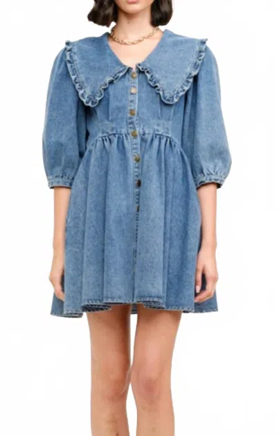 Mint The Piper Dress In Medium Wash In Multi