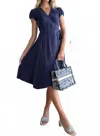 Mint V-neck Cupro 2in1 Wrap Dress In Navy Marine In Blue