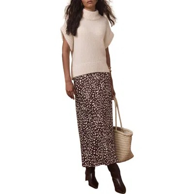 Mint Velvet Animal Print Satin Midi Slip Skirt In Multi
