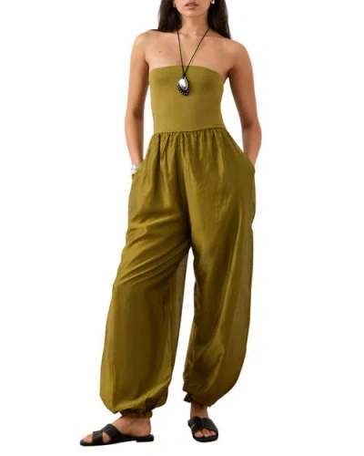 Mint Velvet Bandeau Balloon Jumpsuit In Green