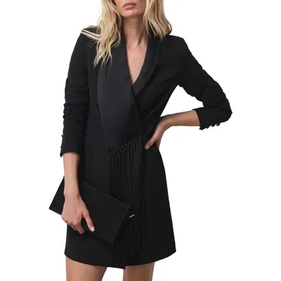 Mint Velvet Blazer Fringe Detail Mini Dress In Black