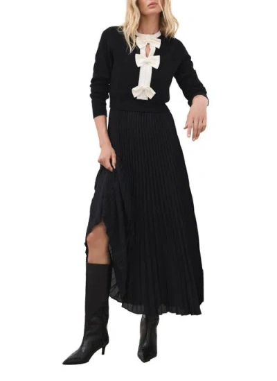 Mint Velvet Bow Detail Knit Maxi Dress In Black